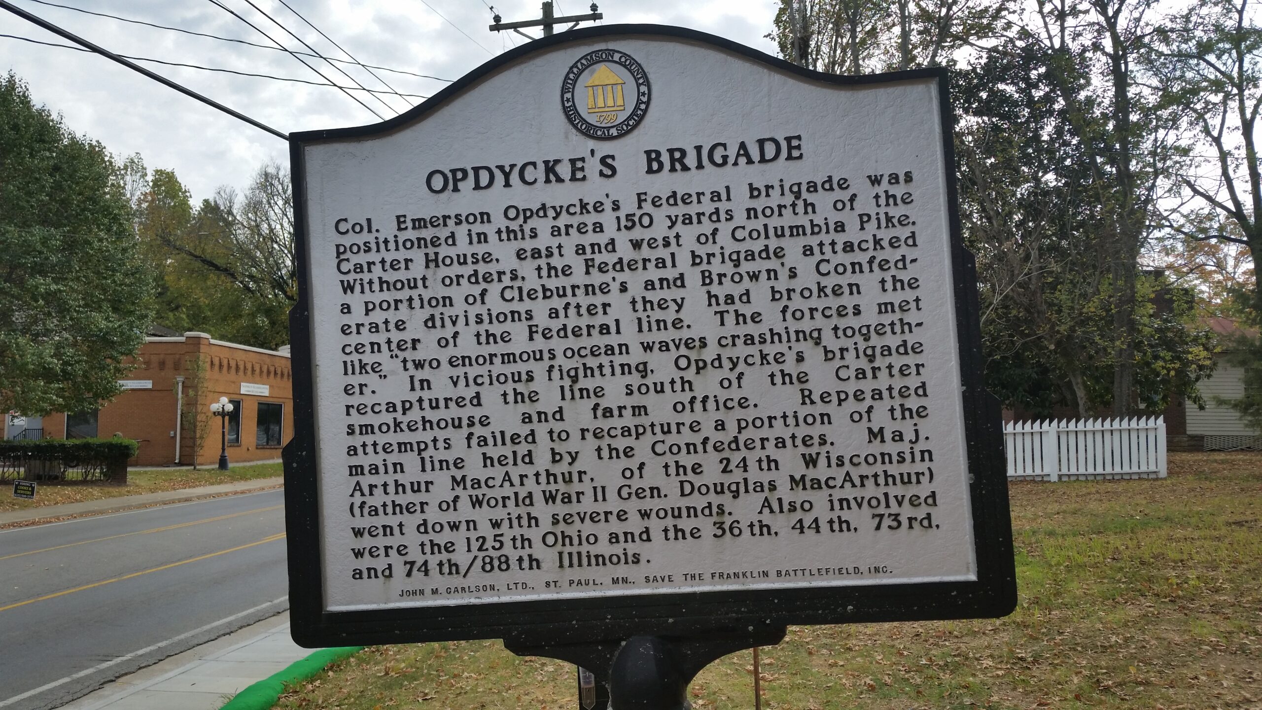 Franklin–Cotton Gin sign Opdyke’s brigade