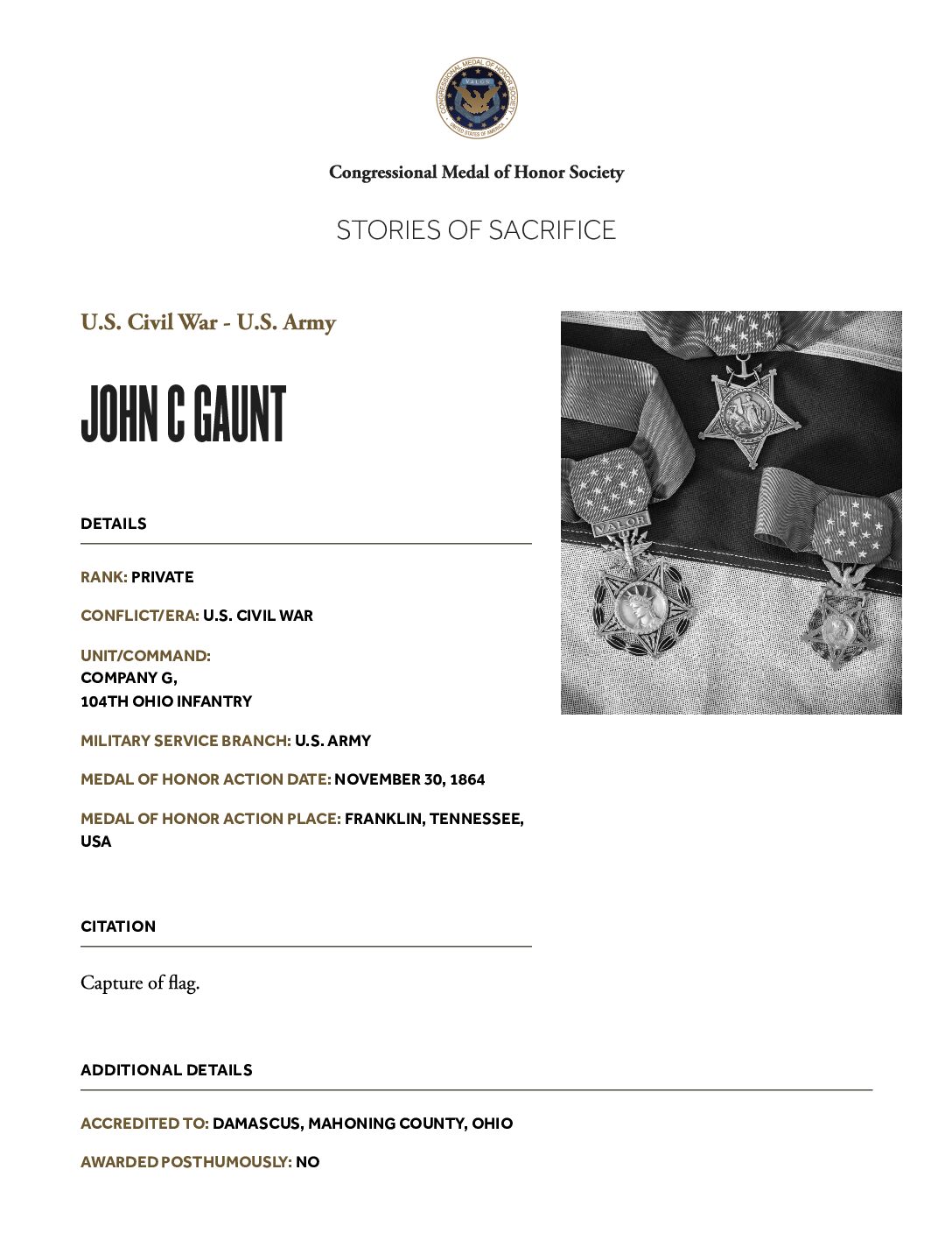 Franklin–Gaunt Medal of Honor